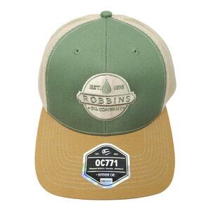 Robbins Oil Company Embroidered Logo Mesh Snapback Cap Trucker Style Baseball
